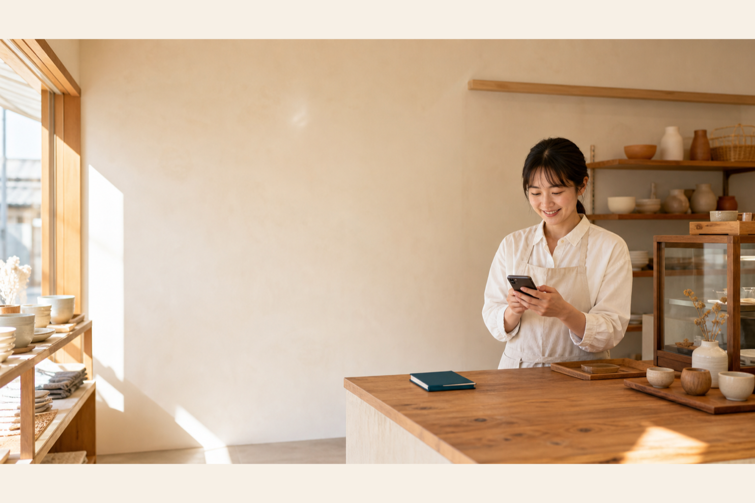 Owner-led business operator using ChatPress on a phone
